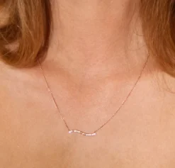 Bermuda Wavy Diamond Bar Necklace 14K Yellow Gold