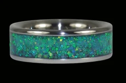 Black Kiwi Green Opal Titanium Ring