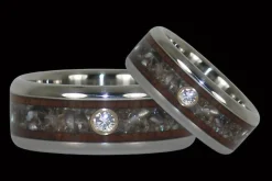 Black Pearl and Koa Diamond Titanium Ring