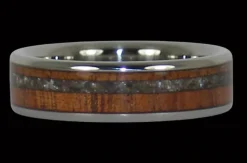Black Pearl and Koa Wood Inlay Titanium Ring