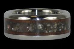 Black Pearl Dark Koa Wood Titanium Ring