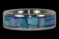 Blue Australian Opal Titanium Ring
