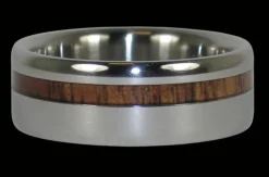 Dark Koa Offset Inlay Titanium Ring