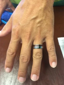 Dark Koa Offset Inlay Titanium Ring