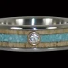 Diamond Titanium Ring Band with Turquoise and Mango Wood