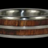Double Koa Wood Inlay Titanium Ring