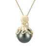 Gold Octopus Pendant With 13mm Tahitian Pearl & Diamonds