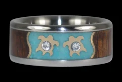 Gold Turtle Diamond Titanium Ring