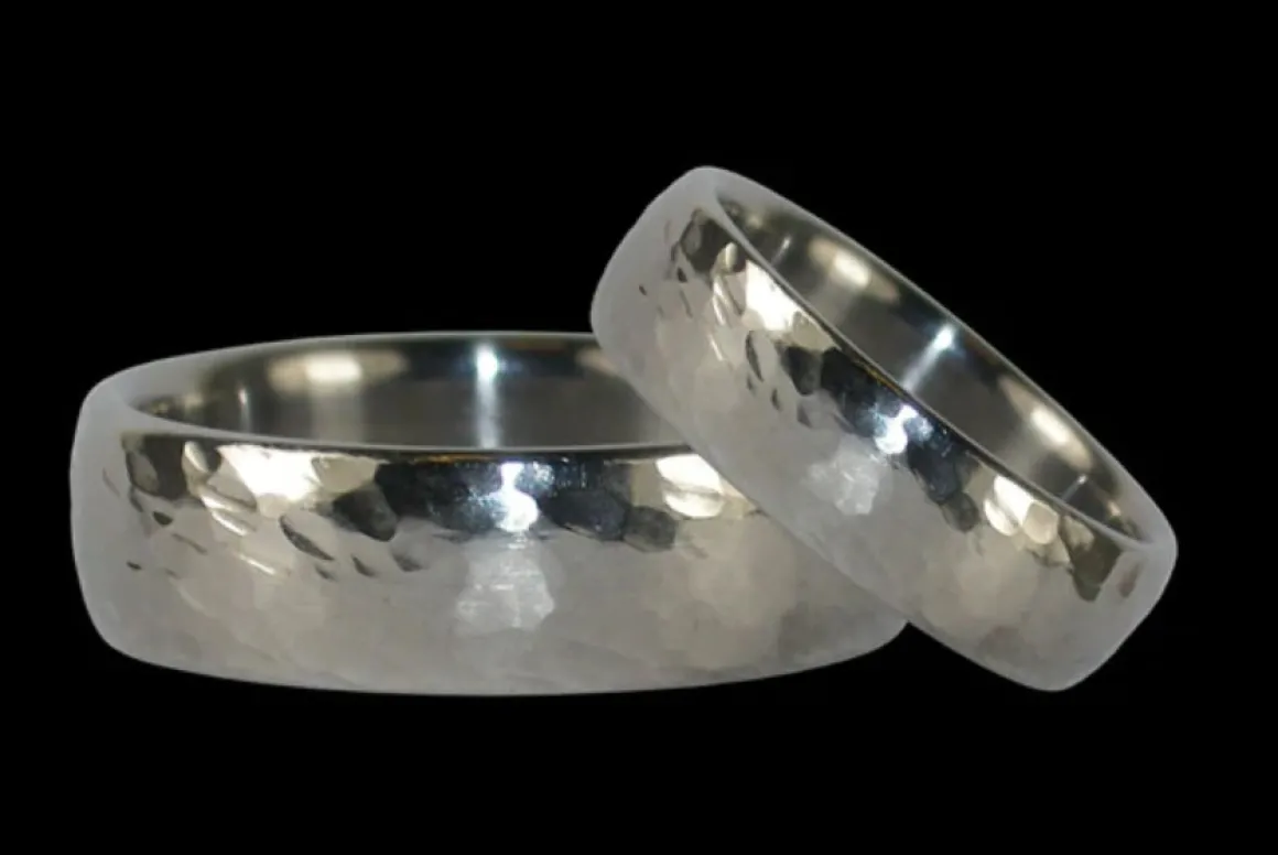 Hammered Titanium Ring Band