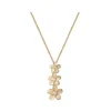14k 6, 8 & 10mm Plumeria Lei Slide Pendant with 3 diamonds