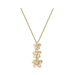 14k 6, 8 & 10mm Plumeria Lei Slide Pendant with 3 diamonds