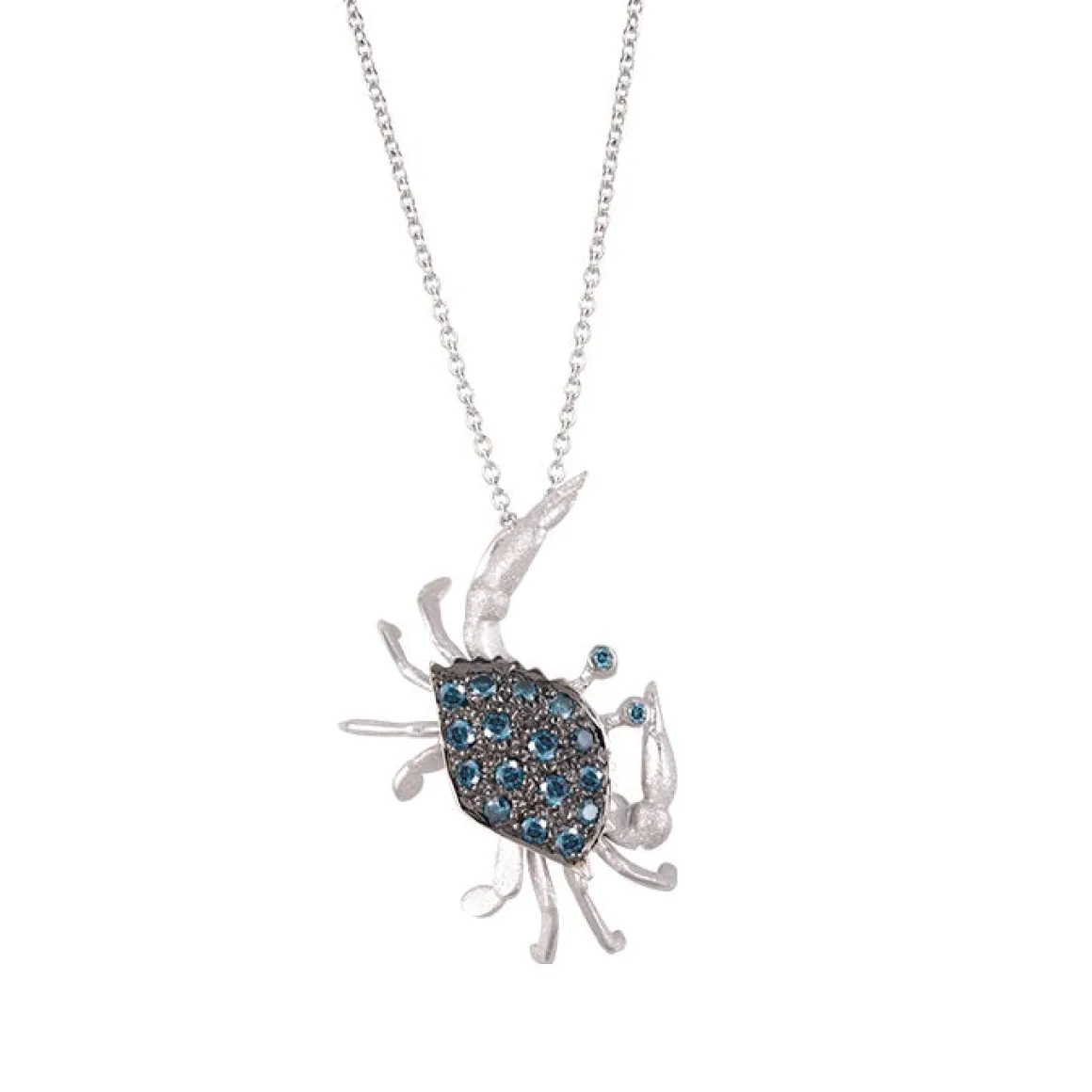 14k Crab Pendant with 18 Blue Diamonds
