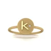 18K Gold Initial Ring w/ Diamond