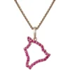 14k "Hawaii" Pendant with 30 Pink Sapphire (Dark Red)