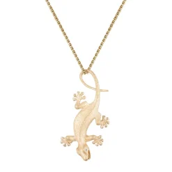 14k 28mm Gecko Pendant with 2 Diamonds