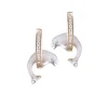 14k 15mm "Jumping Loop" Dolphin Earrings with 18 diamonds