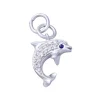 14k 17mm "Jumping Single" Dolphin Charm with 17 diamonds