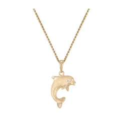 14k 15mm "Jumping Single" Dolphin with 0.01 Carat Diamond
