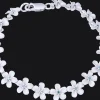 14k 08mm Plumeria Bracelet with 18 diamonds and 18pc flowers