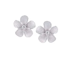 14k 11mm Plumeria Earring with 2 diamonds