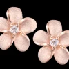 14k 8mm Plumeria Earrings with 2 Diamonds