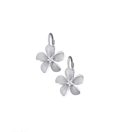 14k 11mm Plumeria Earrings with Diamonds