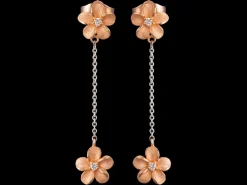 14k 7mm Plumeria Earrings with 6 Diamonds