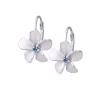 14k 11mm Plumeria Earrings with 2 blue diamonds