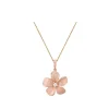 14k 13mm Plumeria Pendant with 0.03 carats diamond