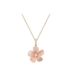 14k 13mm Plumeria Pendant with 0.03 carats diamond