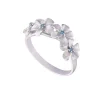 14k 8mm Plumeria Ring with 4 Blue Diamonds