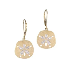 14k 15mm Sand Dollar Earring with 10 Diamonds