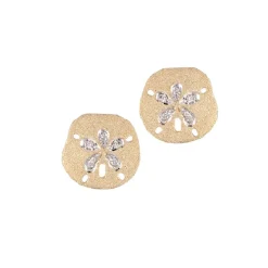 14k 15mm Sand Dollar Earrings with Diamonds