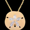 14k 25mm Sand Dollar Pendant with 12 Diamonds