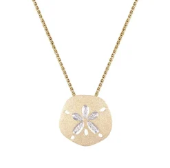 14k 18mm Sand Dollar Pendant with 12 Diamonds