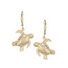 14k 20mm Sea Turtle Earrings with 4 Diamonds