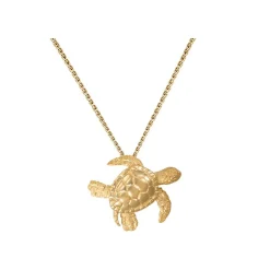 14k 20mm Sea Turtle Pendant with 2 Diamonds