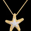 14k 16mm Starfish Pendant with 11 Diamonds