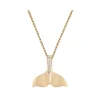 14k 20mm Whale Tail Pendant with 6 Diamonds