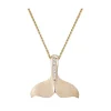 14k 25mm Whale Tail Pendant with 5 Diamonds