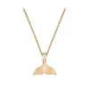 14k 15mm Whale Tail Pendant with 5 Diamonds