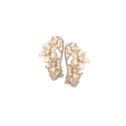14k Plumeria Lei Earrings with 6 diamonds