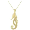 14k Single Sea Horse Pendant with Diamond and 22 Yellow Sapphires