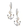 14k 2/tone "ANCHOR" Dangle Leverback Earrings With 18 Diamonds and 4 Tanzanites