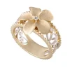 14k 2/tone Chandelier Plumeria Ring with 3 diamonds