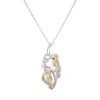 14k 2/tone Double Sea Horse Pendant with 4 Diamonds