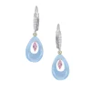 18k 2/tone Earrings with 12 Diamonds .06ct, 2 Pink Sapphires .20ct, 2 Blue Topaz 6.20ct