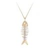 14k 2/tone Fish Bone Pendant with 8 Diamonds