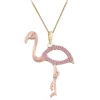 14k 2/tone Flamingo Pendant with Diamond and 17 Pastel Pink Sapphires