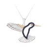 14k 2/tone Hummingbird Pendant with Diamond and 27 Blue Sapphires